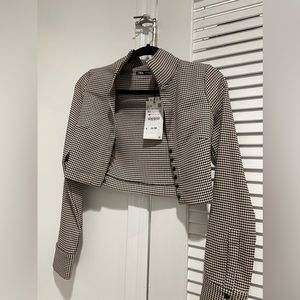 Zara houndstooth print cropped blazer